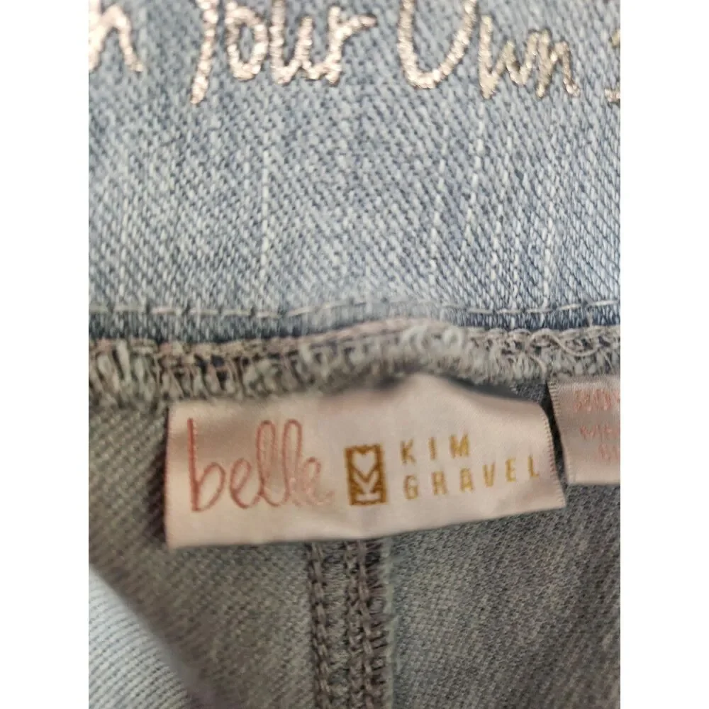 Belle Kim Gravel Believe in Your Beauty Faded Jeans w/ Pearl Accent Size 20WT